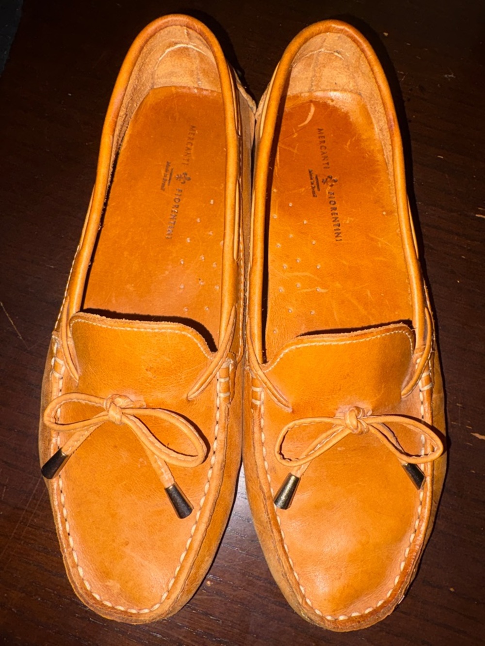 Cole Haan Orange/brown Leather Bow-Tie Driving Loafers (8.5B)